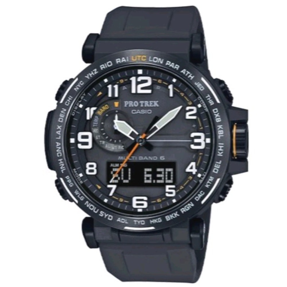 Casio PRW6600Y-1A9 51.5mm Black Stainless Steel Case with Black Silicone...